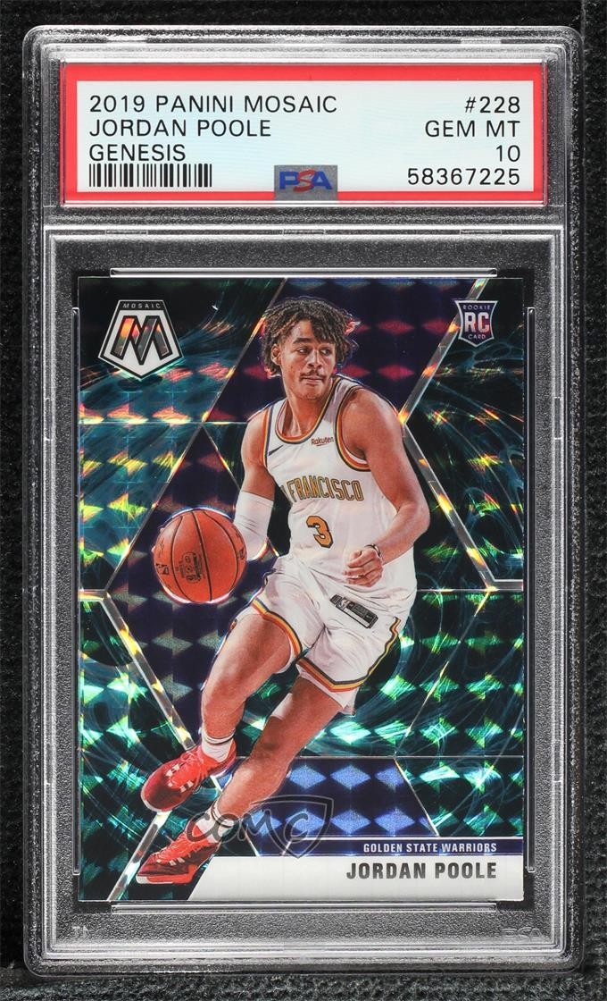 2019 Mosaic Rookies Genesis Prizm Jordan Poole #228 PSA 10 GEM MT Rookie RC 12s2