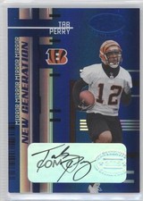 2005 Leaf Certified Materials Mirror Blue Signatures 14/30 Tab Perry Auto 0f8