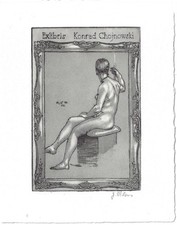 GABRIELE EHLERS: Exlibris für  Konrad Chojnowski, sitzender Akt