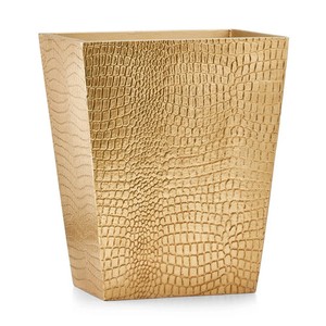 Crocodile Gold Waste Basket Luxury Trash Can Bathroom