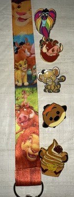 Lion King lanyard starter set with 5 Disney Trading Pins NEW Simba Pumba