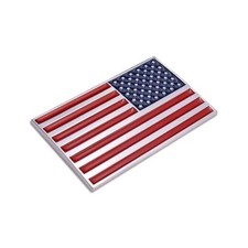 3D American Flag Metal Car Sticker, 3.15" x 2" USA Flag Original - Mirrored