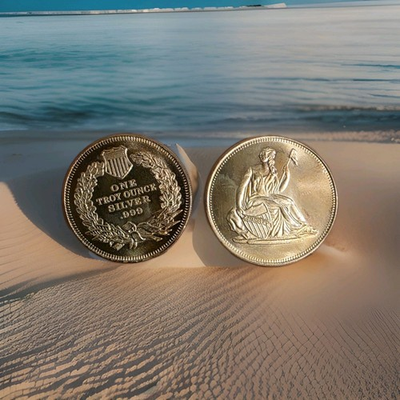 #ad Set of two 1 troy oz Silver coins brilliant uncirculated $220.00