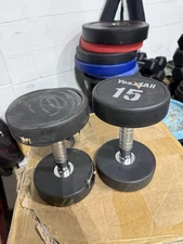 Yes4All 15 LB Rubber Dumbbells – Pair – Functional Fitness Gym Weights