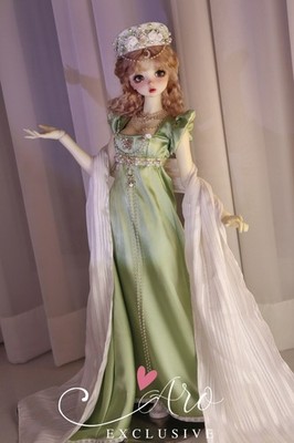 1/6 1/4 1/3 Empire Waist Dress + Crown + Nacklaces Vintage Formal Gown Fit BJD