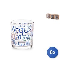 8X H&h 3Er Set Memo TrinkgläSer Aus Verziertem Glas Transparent 25 Cl