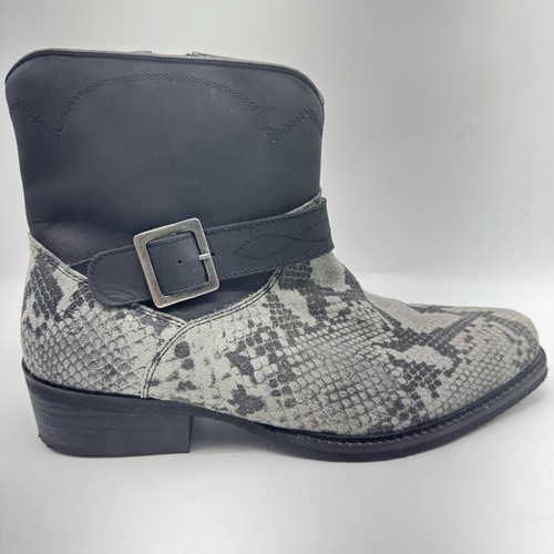 Dingo Ankle Boots DI-285 Mens Gray Snake Suede Zipper Western 11 D Zip Boot - Picture 5 of 15