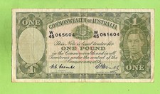 #D496.  1949  COOMBS / WATT  TYPE ONE  POUND  £1  POUND BANKNOTE  W45 065604
