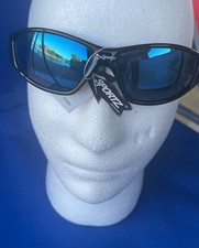 SPORT BLACK SUNGLASSES WITH BLUE LENSES 400 UV PROTECTION SHADES CASE
