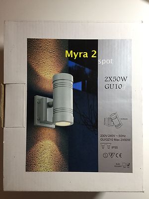 TOP MYRA 2 Spot Wandleuchte NEU Außenbeleuchtung Länge 164mm Schutzfarbe Silber