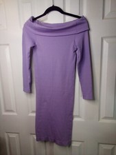 Venus Dress Women XS Cowl Neck Long Sleeve Bodycon Stretch Purple