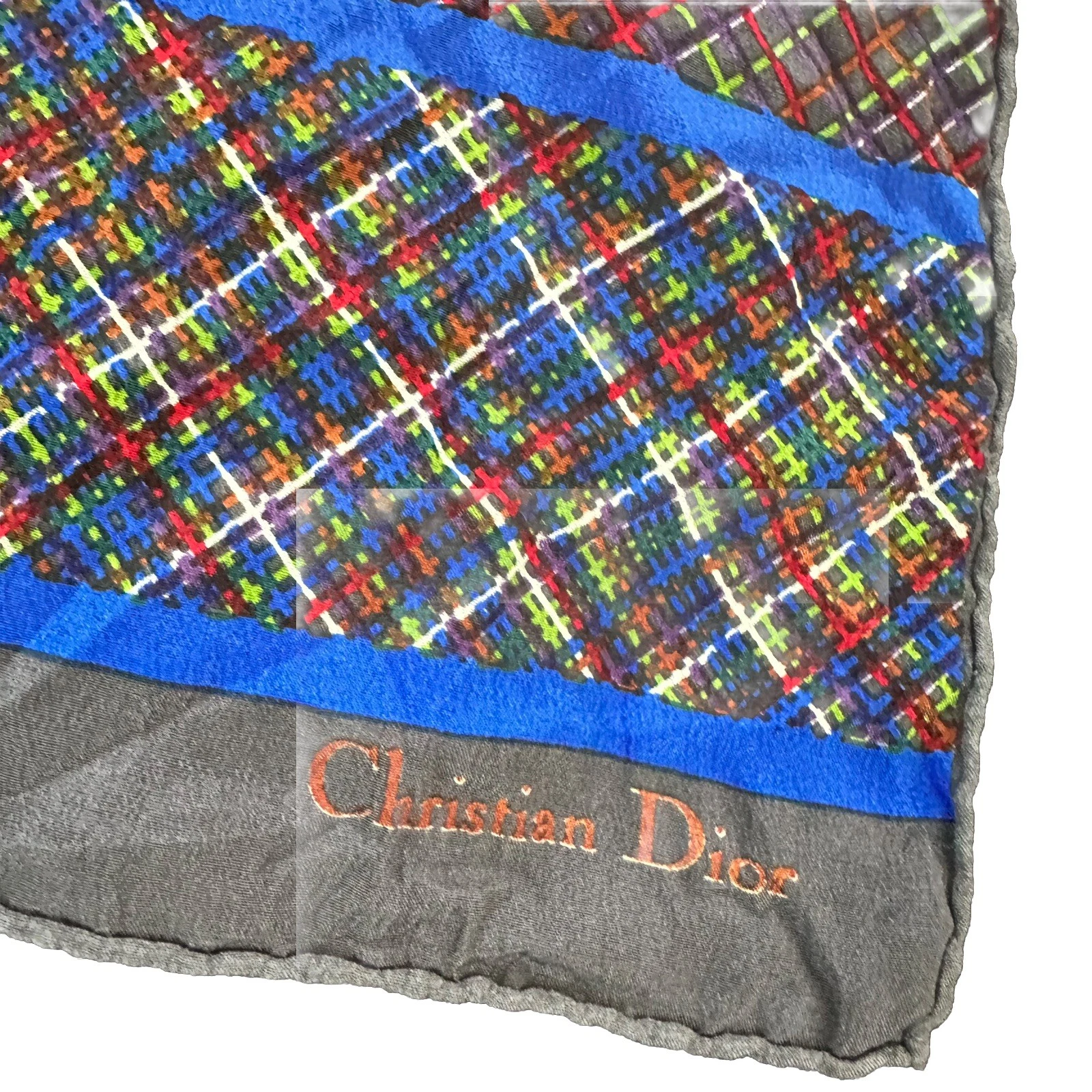 Foulard long en soie laminé à la main à motif paysage multicolore 56x14