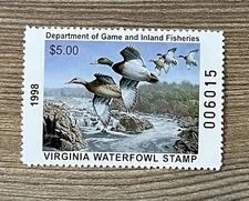 WTDstamps - 1998 VIRGINIA - State Duck Stamp - Lot1 - Mint OG NH 