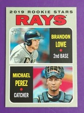 2019 Topps Heritage Baseball Brandon Lowe Michael Perez #9 Rays ROOKIE RC