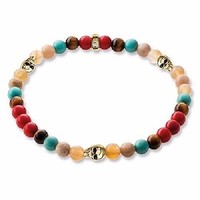 Thomas Sabo Colored Stone Beads & Ss Skulls 18k Gold Plated Bracelet Size:m Thomas Sabo Colored Stone Beads & Ss Skulls 18k Gold Plated Bracelet Size:m