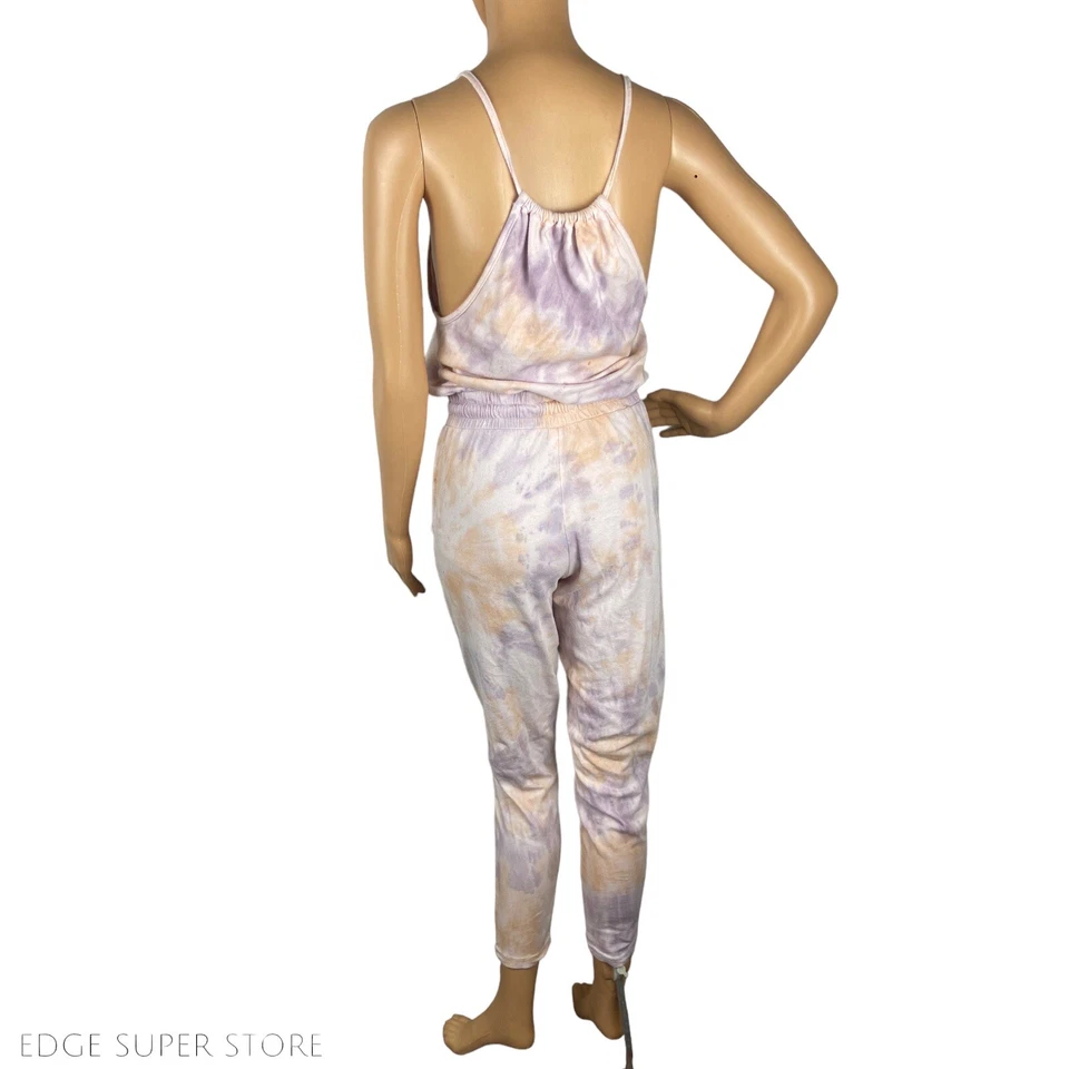 Wildfox Light Purple Beige V Neck Drawstring Tapered Sleeveless Jumpsuit Size XS - Image 3 of 4