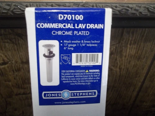 Jones Stephens Commercial Lavatory Drain Chrome Plated D70100 - Picture 1 of 8