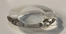 Small Ashtray Glass Oval Ash tray 2 Slot - Modern Sleek MCM Mini -