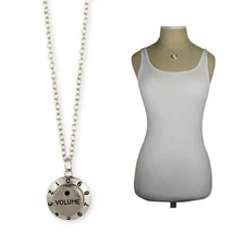 VOLUME KNOB NECKLACE 16" Silver Metal Chain DJ Club Music Dance Clubbing NEW