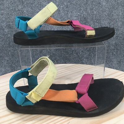Teva Sandals Womens 10 Open Toe Strappy Flats Summer Multicolor Fabric Hook&Loop