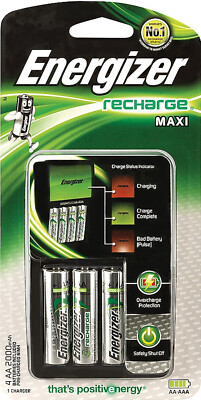 2x Energizer Maxi Ladegerät inklusive 4x AA 2000 mAh Akku Accu Recharge Maxi