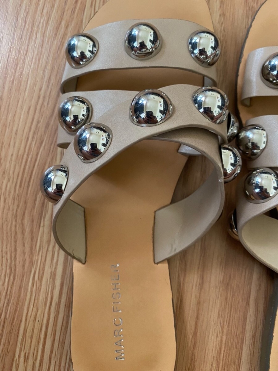 Flat Sandals Bryte White Marc Fisher Bryte Stud Sandals MARC