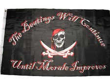 3x5 Jolly Roger Pirate Beatings will Continue Until Morale Improves Flag 3'x5'