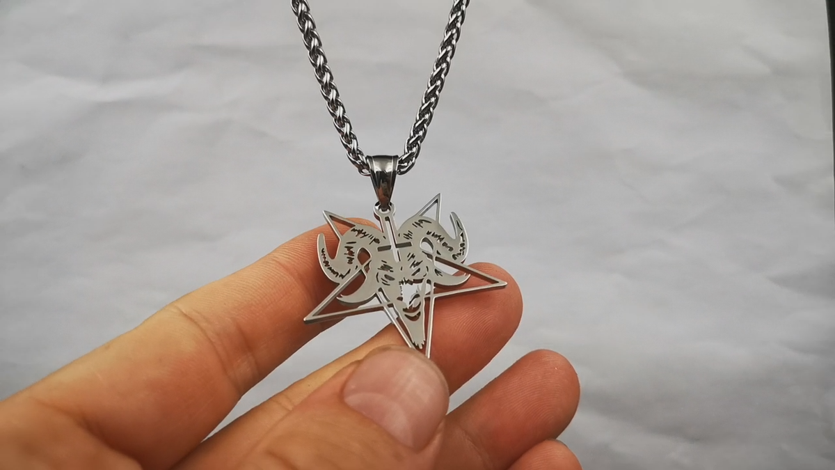 Star Baphomet Satan Inverted Pentagram Sheep Head S.steel pendant