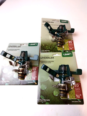 Lot of 3 Orbit Model 58001N Full-Circle Impact Sprinkler to 85 ft Diameter