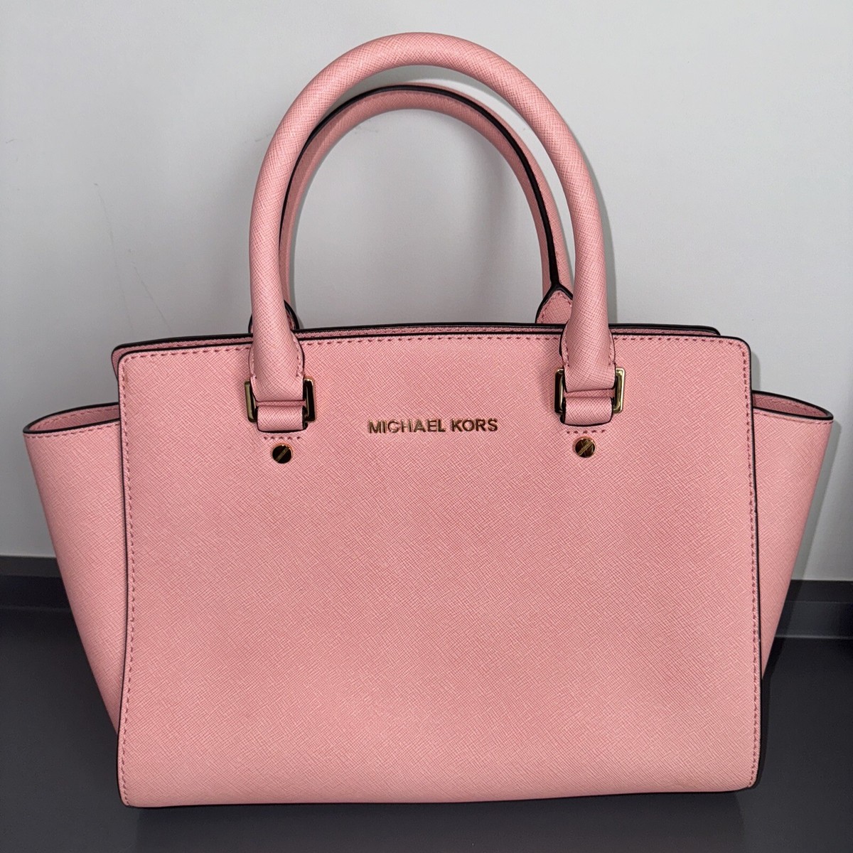 Michael Kors Selma Medium Salmon Pink Leather Satchel Bag-very Clean- MK