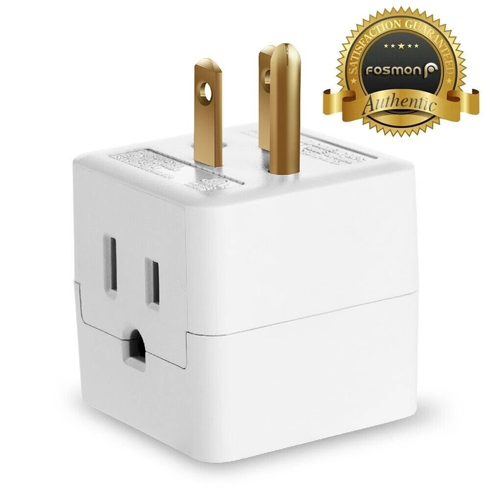 Fosmon 3 Tomacorrientes Extensor Interior Conexión a Tierra Alimentación CA Grifo Pared Adaptador Enchufe