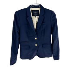J.Crew Jacket Blazer Womens 0 Navy Blue Schoolboy Wool Academia Preppy Career