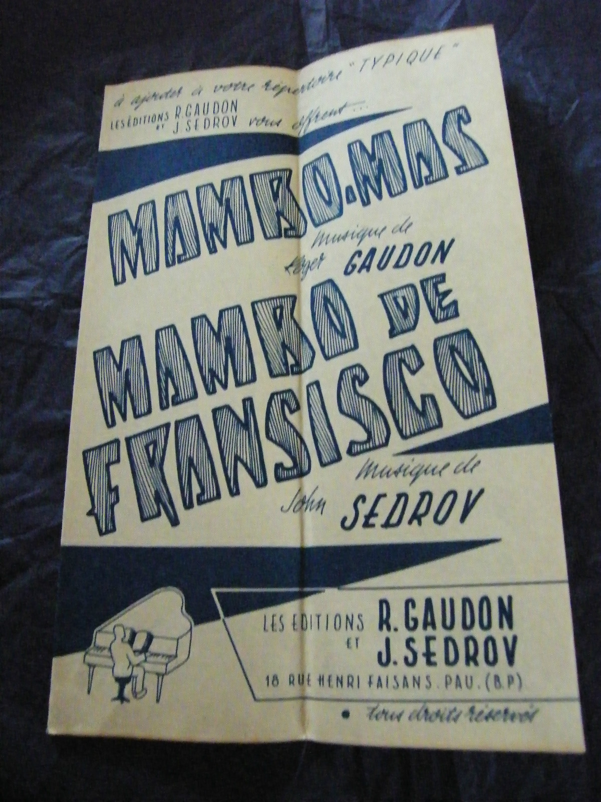 Mambo Partition Mas Gaudon Mambo By Fransisco Sedrov Music Sheet 1959