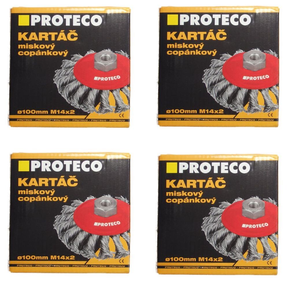 4 x PROTECO 100mm Rotary Twist Knot Wire Steel Brush Angle Grinder M14x2