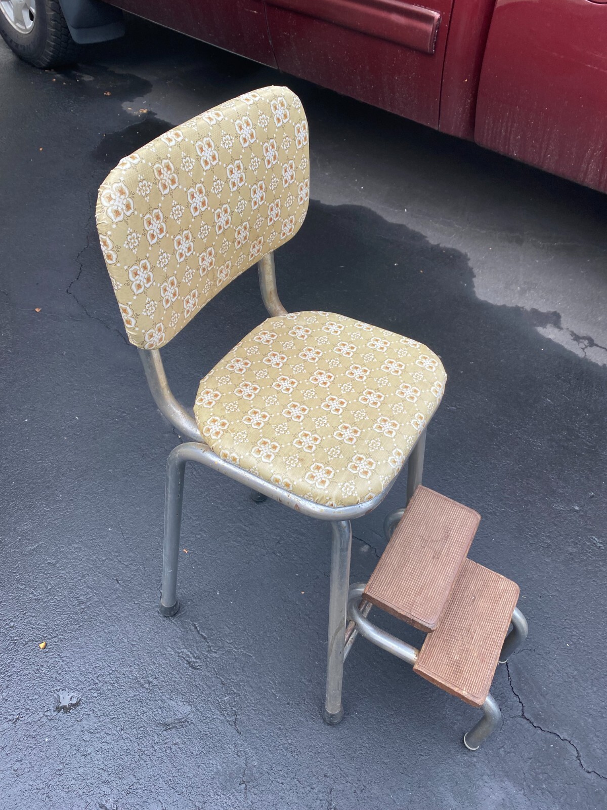 Vintage Cosco Stylaire Step Stool Metal Chair Pull Out Steps Golden eBay