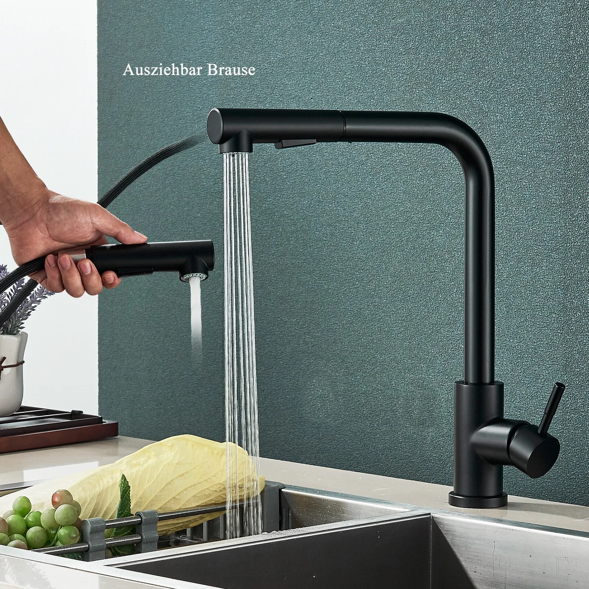 Matte Black Kitchen Sink Faucet Pull