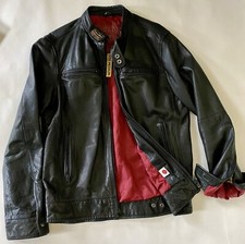 Superdry Mens Leather Biker Jacket Black Medi...