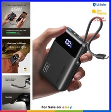 Portable Charger 20000mAh 45W Fast Charging Power Bank USB C Built In Cable 3