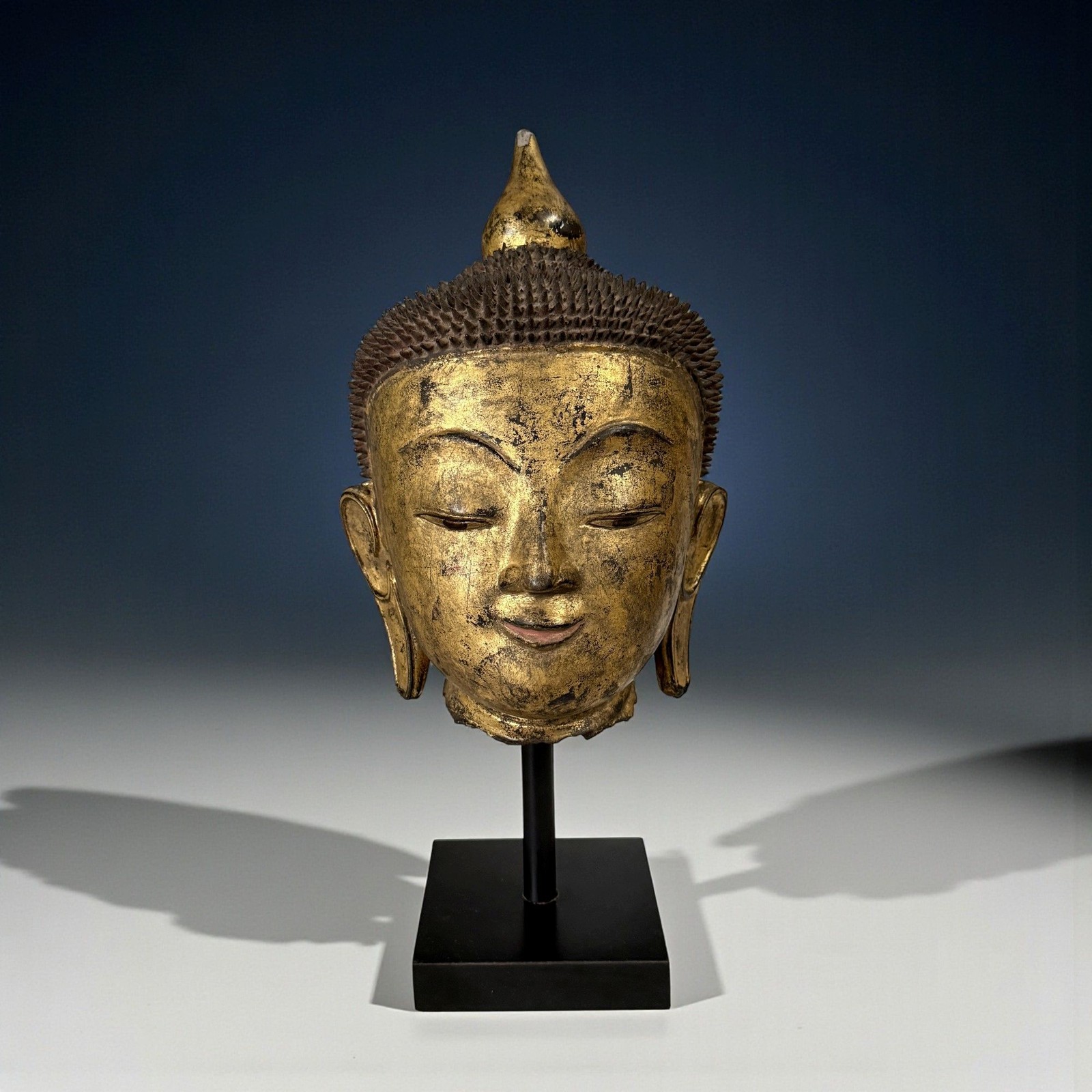 Burmese Buddha Head Lacquerware Gilded Burma Collection 39 cm big sized