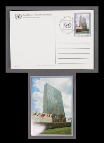 MayfairStamps United Nations FDC 1989 Headquarters 36c First Day Stationery Card