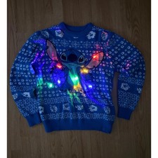 Disney Lilo  Stitch Light Up Ugly Christmas Sweater Blue Geeknet Large