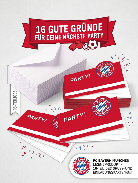 Fc Bayern MüNchen Meister Einladungskarten 16 StüCk Party Geburtstag 2X8 StüCk-image