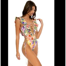 Luli Fama Shocking Floral One Piece Swim 