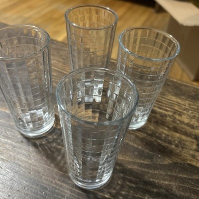Set of 4 Sturdy Turkish Pasabahce Clear Drinking Glasses 8 Oz.