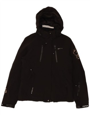 ICEPEAK Womens Hooded Windbreaker Jacket EU 40 Medium Black Paisley DO03