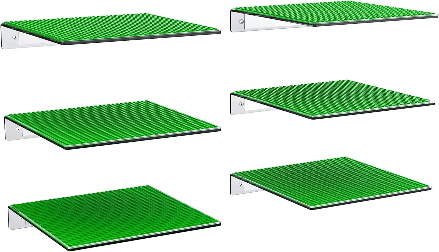 Clear Acrylic Display Shelves for Building Bricks - 6 Pack Wall Mounted