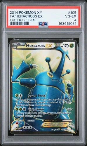 2014 POKEMON XY FURIOUS FISTS #105 FULL ART/HERACROSS EX PSA 4
