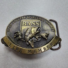 B.A.S.S. Bass Anglers Sportsman Society BRASS Life Member Fishing Belt Buckle US