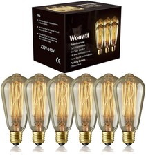 Woowtt Edison Light Bulbs 6 Pack Classic Antique Bulb Style Amber Warm Dimmable