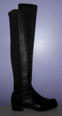 Stuart Weitzman 50/50 Black Nappa Leather & Back Stretch Over the Knee Boots 8.5